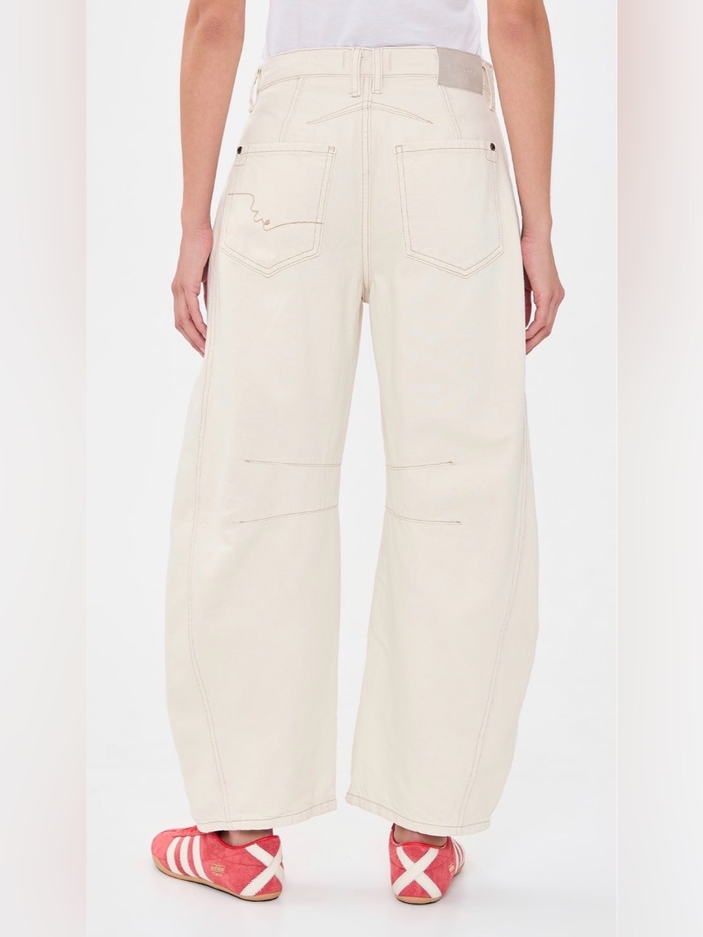 Free People We The Free Good Luck Barrel Jeans in cream & white Size 30